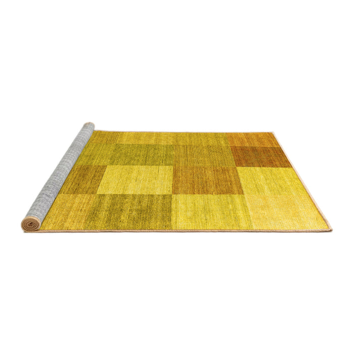 Sideview of Machine Washable Checkered Yellow Modern Rug, wshcon1802yw