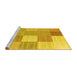 Sideview of Machine Washable Checkered Yellow Modern Rug, wshcon1802yw