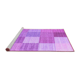 Sideview of Machine Washable Checkered Purple Modern Area Rugs, wshcon1802pur