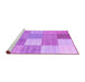 Sideview of Machine Washable Checkered Purple Modern Area Rugs, wshcon1802pur