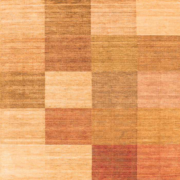 Round Machine Washable Checkered Orange Modern Area Rugs, wshcon1802org