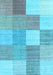 Machine Washable Checkered Light Blue Modern Rug, wshcon1802lblu