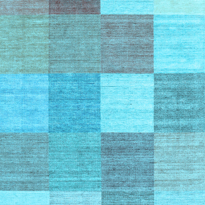 Machine Washable Checkered Light Blue Modern Rug, wshcon1802lblu