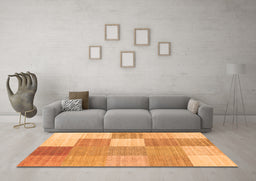 Machine Washable Checkered Orange Modern Area Rugs in a Living Room, wshcon1802org