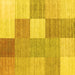 Square Machine Washable Checkered Yellow Modern Rug, wshcon1802yw