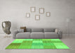Machine Washable Checkered Green Modern Area Rugs in a Living Room,, wshcon1802grn