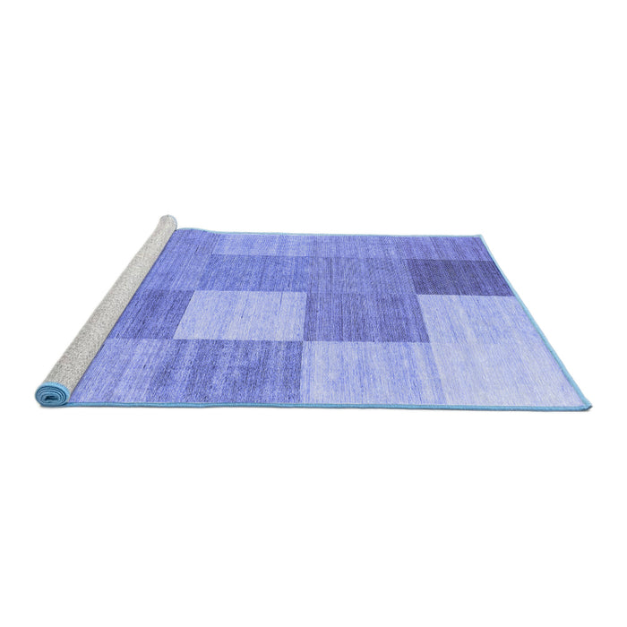 Sideview of Machine Washable Checkered Blue Modern Rug, wshcon1802blu