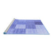 Sideview of Machine Washable Checkered Blue Modern Rug, wshcon1802blu