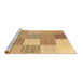 Sideview of Machine Washable Checkered Brown Modern Rug, wshcon1802brn