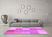 Machine Washable Checkered Pink Modern Rug in a Living Room, wshcon1802pnk