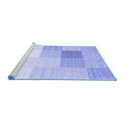 Sideview of Machine Washable Abstract Blue Contemporary Rug, wshcon1803blu