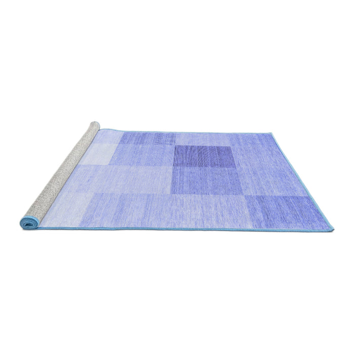 Sideview of Machine Washable Abstract Blue Contemporary Rug, wshcon1803blu