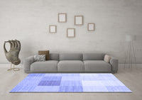 Machine Washable Abstract Blue Contemporary Rug, wshcon1803blu