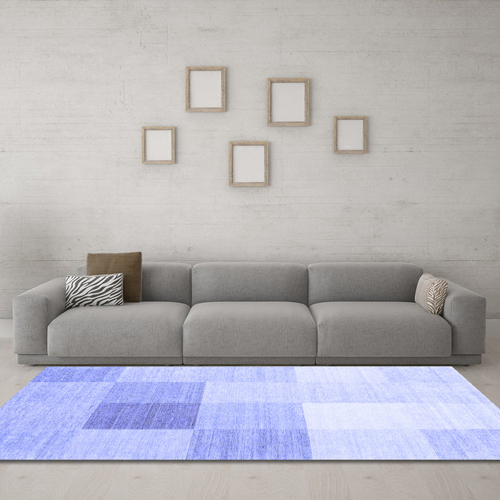 Machine Washable Abstract Blue Contemporary Rug in a Living Room, wshcon1803blu