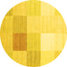 Round Abstract Yellow Contemporary Rug, con1803yw