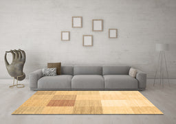 Machine Washable Abstract Brown Contemporary Rug in a Living Room,, wshcon1803brn
