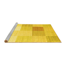 Sideview of Machine Washable Abstract Yellow Contemporary Rug, wshcon1803yw