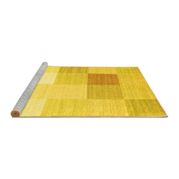 Sideview of Machine Washable Abstract Yellow Contemporary Rug, wshcon1803yw