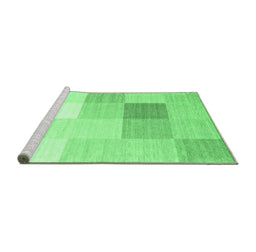Sideview of Machine Washable Abstract Emerald Green Contemporary Area Rugs, wshcon1803emgrn