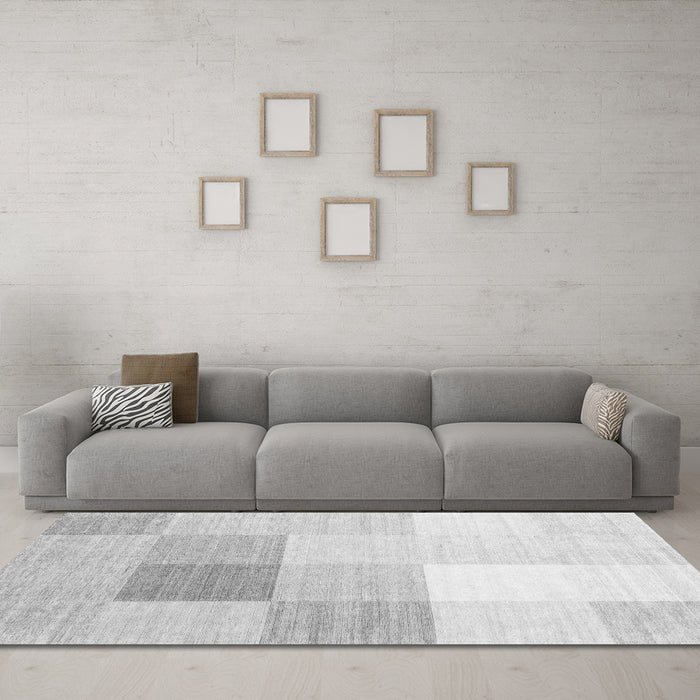 Machine Washable Abstract Gray Contemporary Rug in a Living Room,, wshcon1803gry