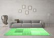 Machine Washable Abstract Emerald Green Contemporary Area Rugs in a Living Room,, wshcon1803emgrn
