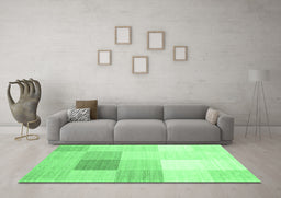 Machine Washable Abstract Emerald Green Contemporary Area Rugs in a Living Room,, wshcon1803emgrn