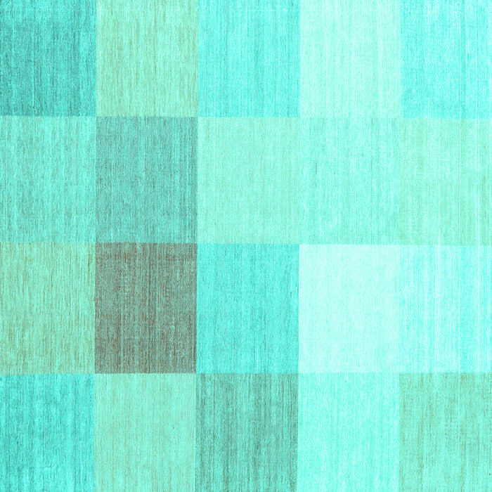 Square Machine Washable Abstract Turquoise Contemporary Area Rugs, wshcon1803turq