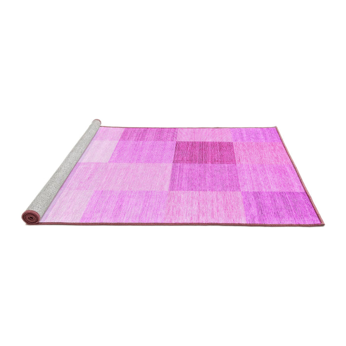 Sideview of Machine Washable Abstract Pink Contemporary Rug, wshcon1803pnk