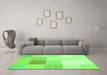 Machine Washable Abstract Green Contemporary Area Rugs in a Living Room,, wshcon1803grn