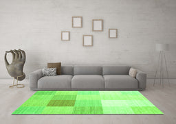 Machine Washable Abstract Green Contemporary Area Rugs in a Living Room,, wshcon1803grn