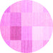 Round Machine Washable Abstract Pink Contemporary Rug, wshcon1803pnk