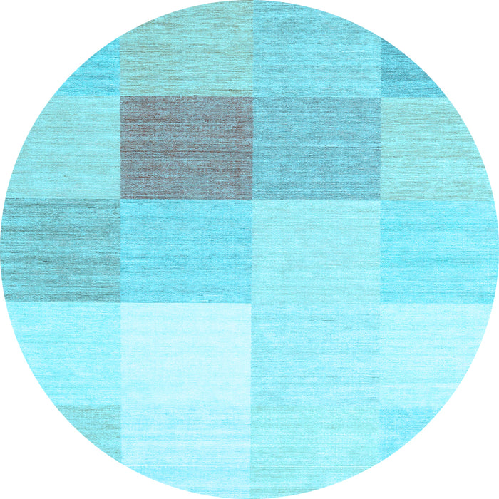 Round Abstract Light Blue Contemporary Rug, con1803lblu