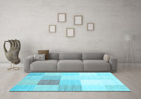 Machine Washable Abstract Light Blue Contemporary Rug, wshcon1803lblu