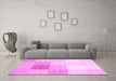 Machine Washable Abstract Pink Contemporary Rug in a Living Room, wshcon1803pnk