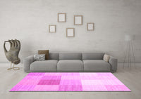 Machine Washable Abstract Pink Contemporary Rug, wshcon1803pnk