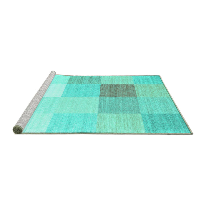 Sideview of Machine Washable Abstract Turquoise Contemporary Area Rugs, wshcon1803turq