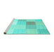 Sideview of Machine Washable Abstract Turquoise Contemporary Area Rugs, wshcon1803turq