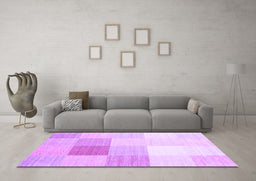 Machine Washable Abstract Purple Contemporary Area Rugs in a Living Room, wshcon1803pur