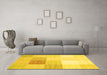 Machine Washable Abstract Yellow Contemporary Rug in a Living Room, wshcon1803yw