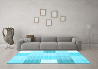 Machine Washable Abstract Light Blue Contemporary Rug, wshcon1804lblu