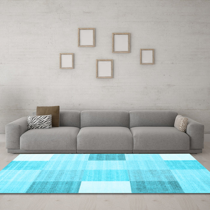 Machine Washable Abstract Light Blue Contemporary Rug in a Living Room, wshcon1804lblu
