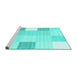 Sideview of Machine Washable Abstract Turquoise Contemporary Area Rugs, wshcon1804turq