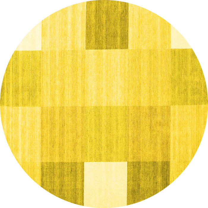 Round Abstract Yellow Contemporary Rug, con1804yw