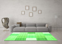 Machine Washable Abstract Green Contemporary Rug, wshcon1804grn