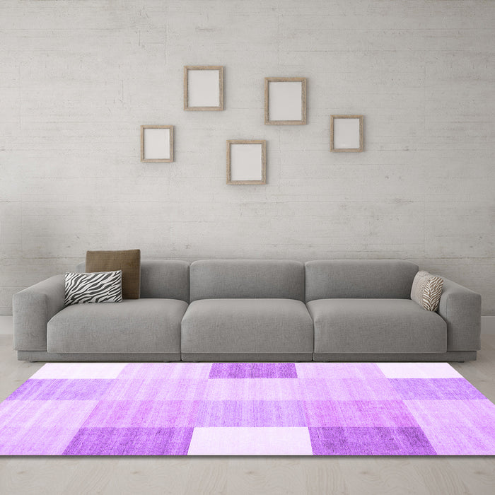 Machine Washable Abstract Purple Contemporary Area Rugs in a Living Room, wshcon1804pur