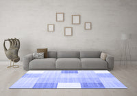 Machine Washable Abstract Blue Contemporary Rug, wshcon1804blu