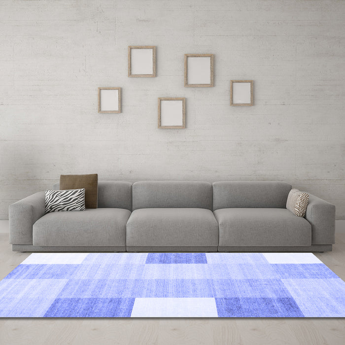Machine Washable Abstract Blue Contemporary Rug in a Living Room, wshcon1804blu