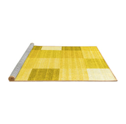 Sideview of Machine Washable Abstract Yellow Contemporary Rug, wshcon1804yw