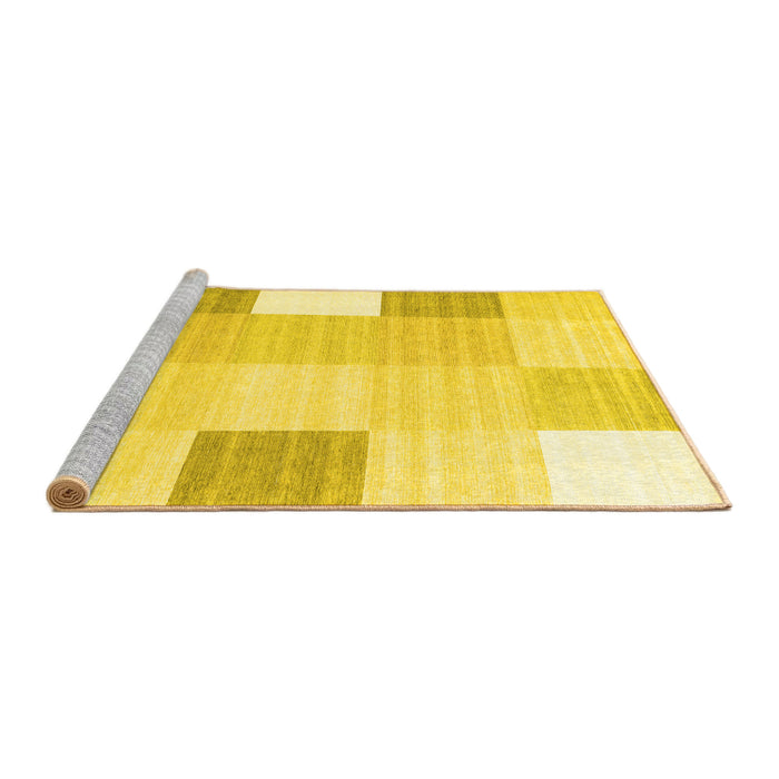Sideview of Machine Washable Abstract Yellow Contemporary Rug, wshcon1804yw