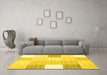Machine Washable Abstract Yellow Contemporary Rug in a Living Room, wshcon1804yw